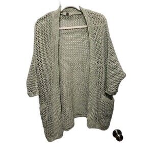 Ecote Open Knit Sweater Cardigan Duster Women’s Small Green Boho grandma coastal